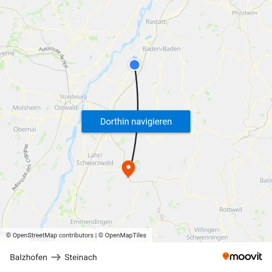Balzhofen to Steinach map