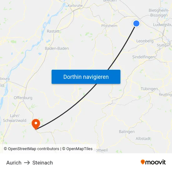 Aurich to Steinach map