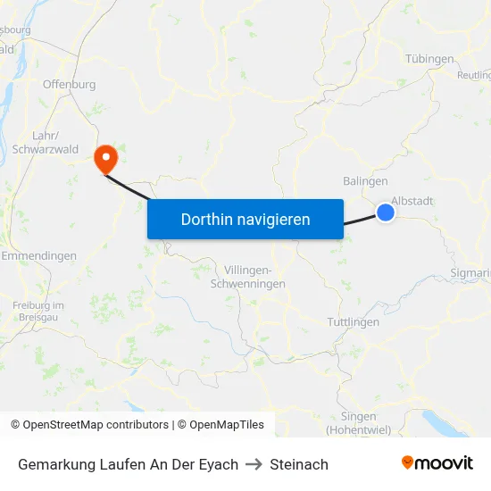 Gemarkung Laufen An Der Eyach to Steinach map