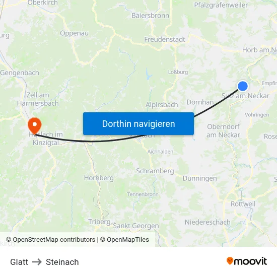 Glatt to Steinach map