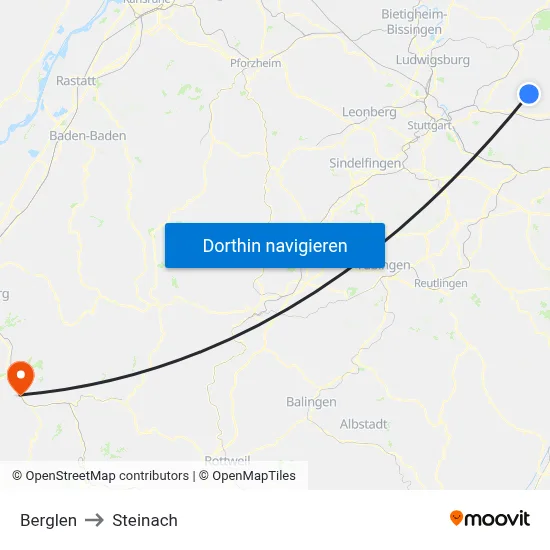 Berglen to Steinach map