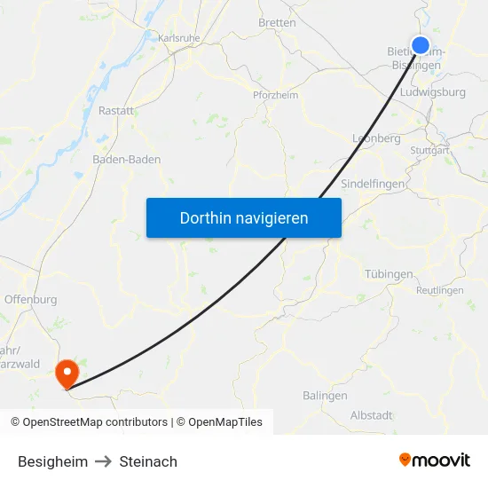 Besigheim to Steinach map