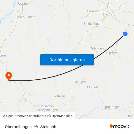 Oberboihingen to Steinach map