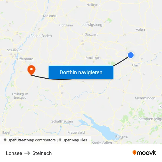 Lonsee to Steinach map
