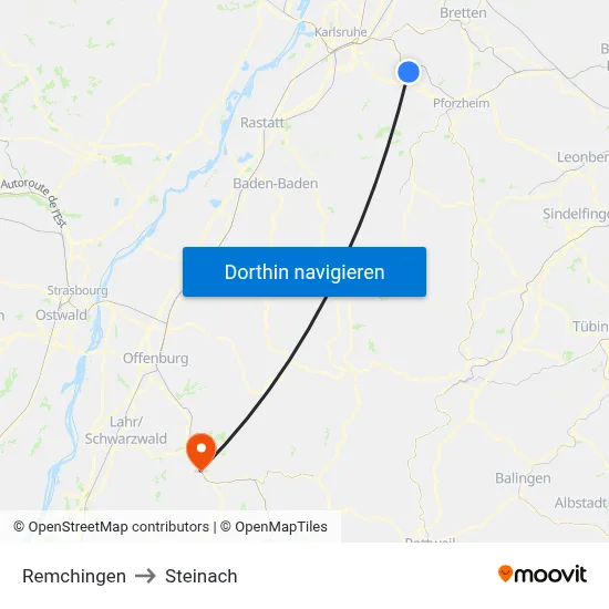 Remchingen to Steinach map