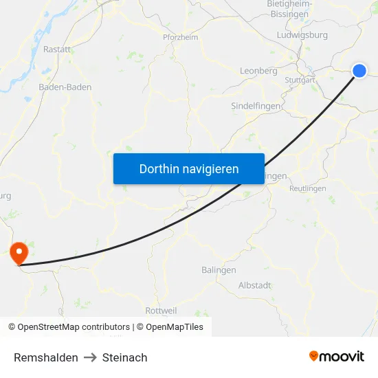 Remshalden to Steinach map