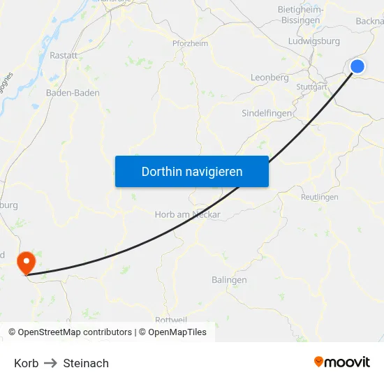 Korb to Steinach map