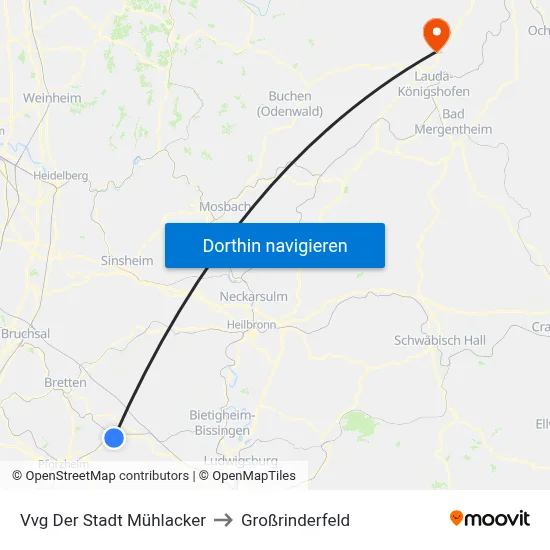 Vvg Der Stadt Mühlacker to Großrinderfeld map