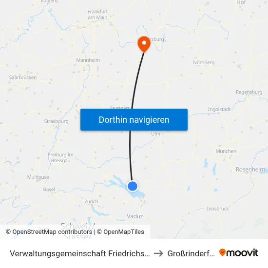 Verwaltungsgemeinschaft Friedrichshafen to Großrinderfeld map