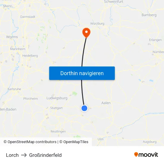 Lorch to Großrinderfeld map