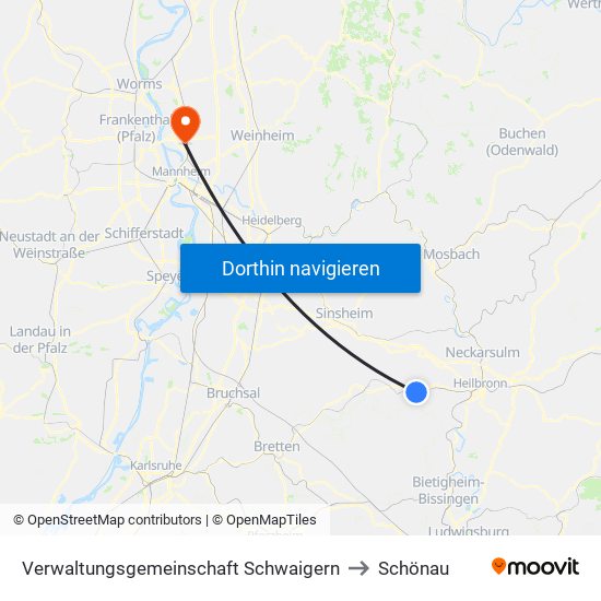 Verwaltungsgemeinschaft Schwaigern to Schönau map