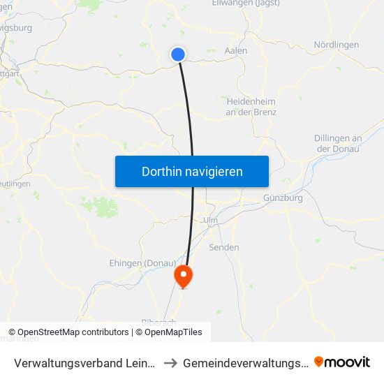 Verwaltungsverband Leintal-Frickenhofer Höhe to Gemeindeverwaltungsverband Laupheim map