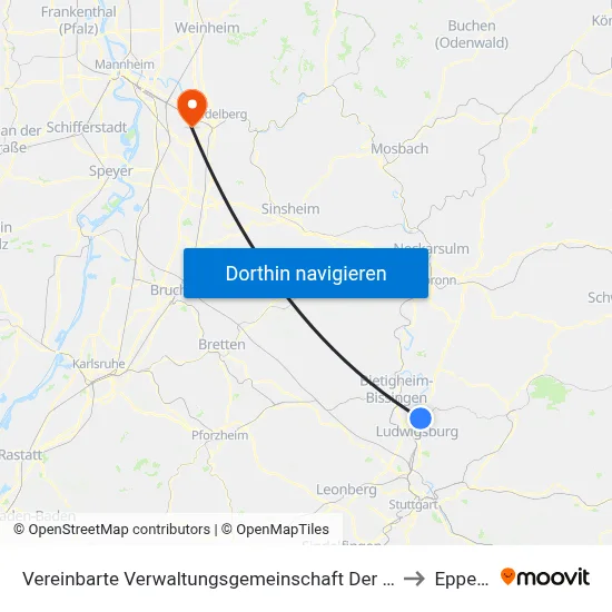 Vereinbarte Verwaltungsgemeinschaft Der Stadt Freiberg am Neckar to Eppelheim map