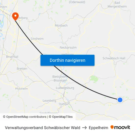 Verwaltungsverband Schwäbischer Wald to Eppelheim map