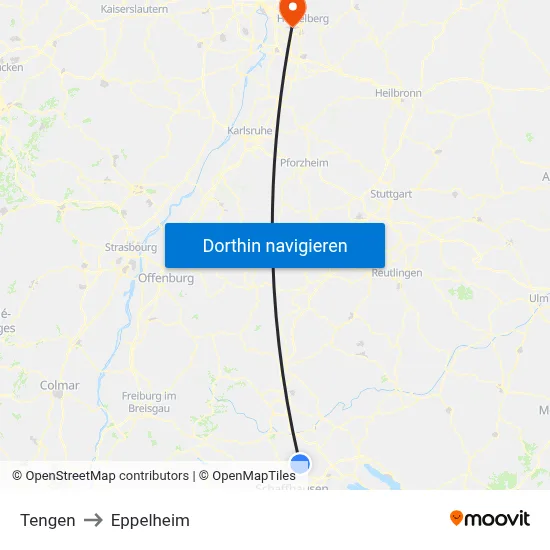 Tengen to Eppelheim map