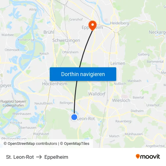 St. Leon-Rot to Eppelheim map