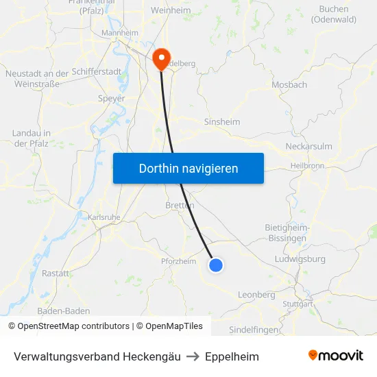 Verwaltungsverband Heckengäu to Eppelheim map