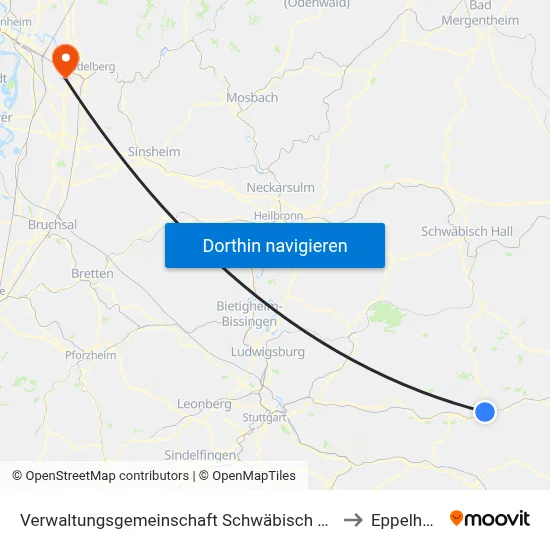 Verwaltungsgemeinschaft Schwäbisch Gmünd to Eppelheim map