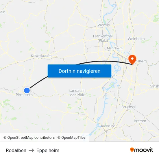 Rodalben to Eppelheim map