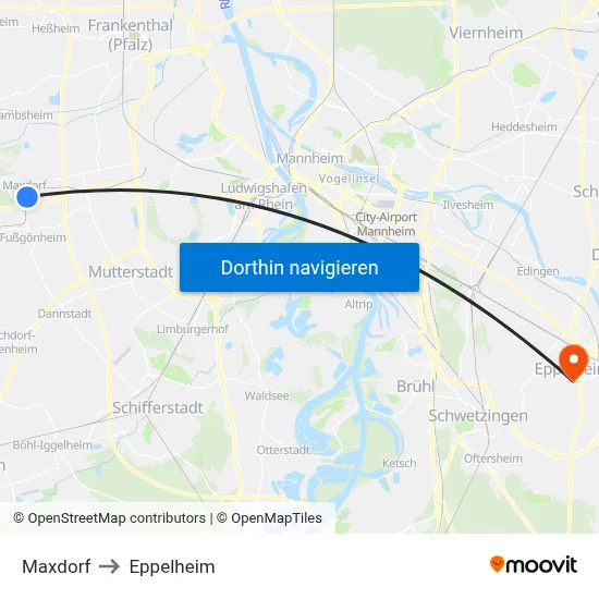 Maxdorf to Eppelheim map
