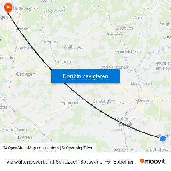 Verwaltungsverband Schozach-Bottwartal to Eppelheim map