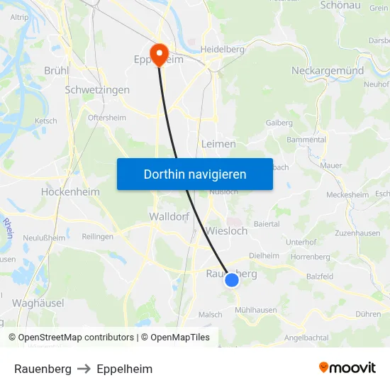 Rauenberg to Eppelheim map