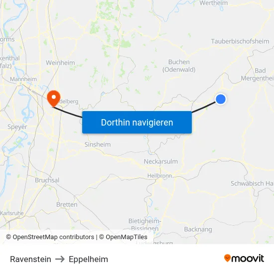 Ravenstein to Eppelheim map