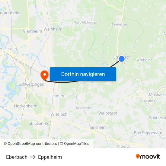 Eberbach to Eppelheim map