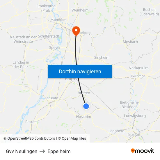 Gvv Neulingen to Eppelheim map