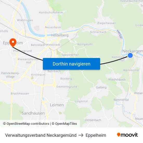 Verwaltungsverband Neckargemünd to Eppelheim map