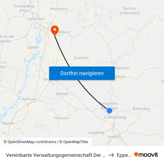 Vereinbarte Verwaltungsgemeinschaft Der Stadt Bietigheim-Bissingen to Eppelheim map
