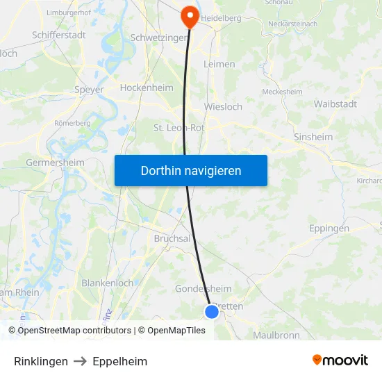 Rinklingen to Eppelheim map