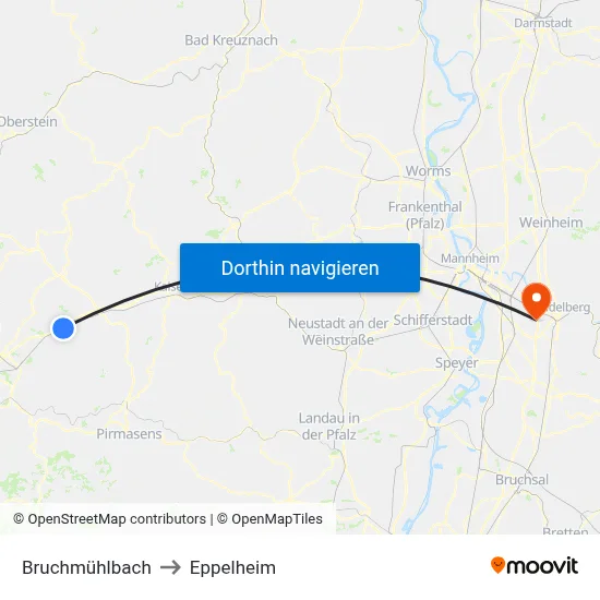 Bruchmühlbach to Eppelheim map