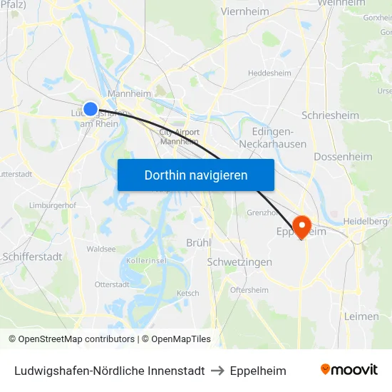 Ludwigshafen-Nördliche Innenstadt to Eppelheim map