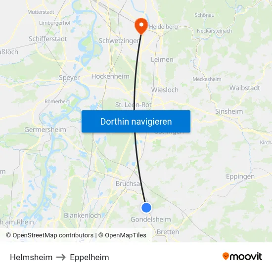 Helmsheim to Eppelheim map