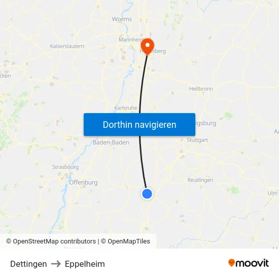 Dettingen to Eppelheim map
