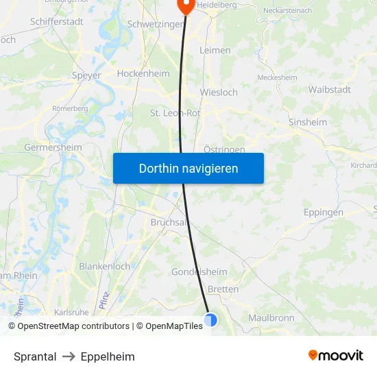 Sprantal to Eppelheim map
