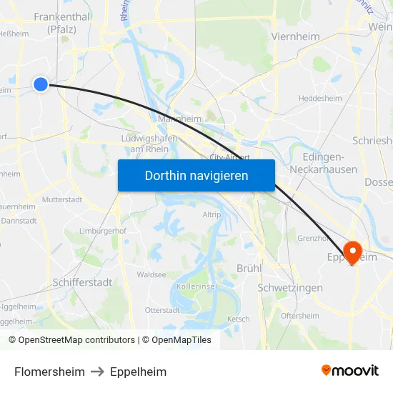 Flomersheim to Eppelheim map