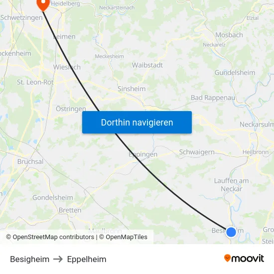 Besigheim to Eppelheim map