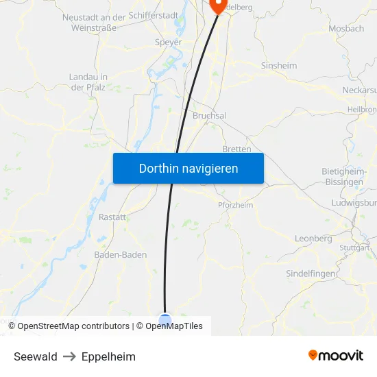 Seewald to Eppelheim map