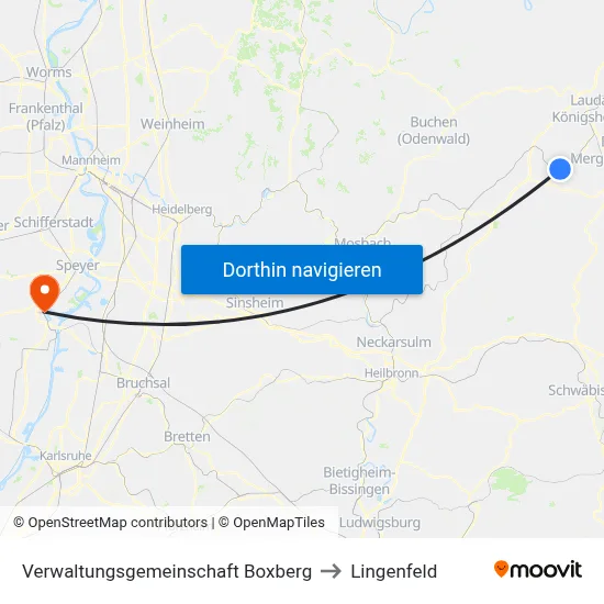 Verwaltungsgemeinschaft Boxberg to Lingenfeld map