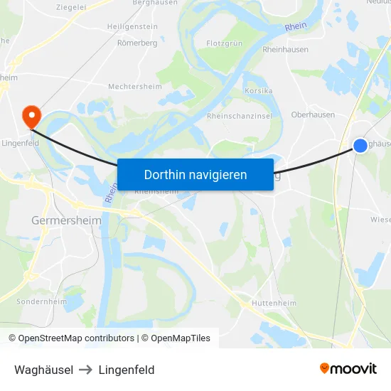 Waghäusel to Lingenfeld map