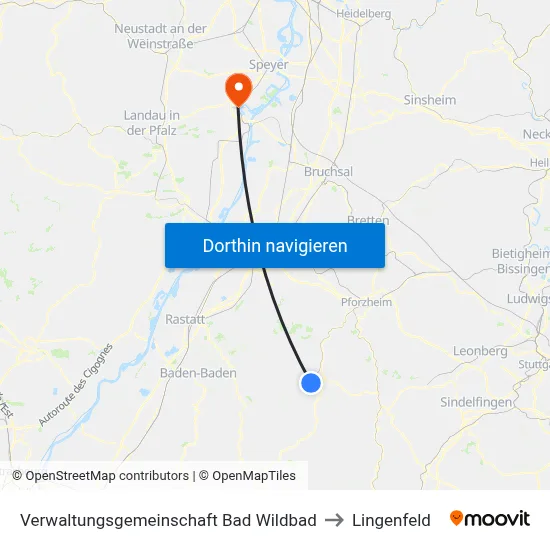 Verwaltungsgemeinschaft Bad Wildbad to Lingenfeld map