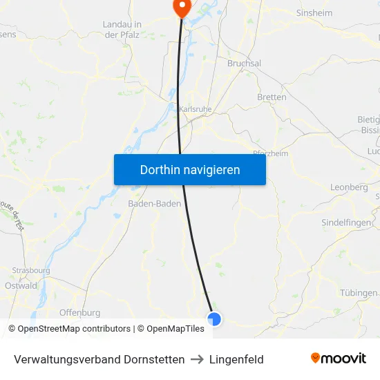 Verwaltungsverband Dornstetten to Lingenfeld map