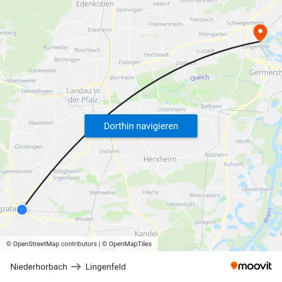 Niederhorbach to Lingenfeld map