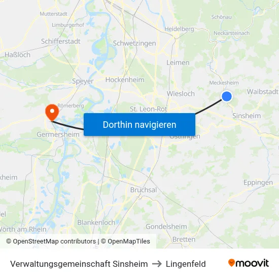 Verwaltungsgemeinschaft Sinsheim to Lingenfeld map