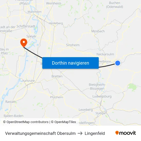 Verwaltungsgemeinschaft Obersulm to Lingenfeld map
