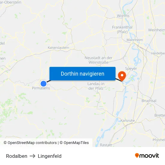 Rodalben to Lingenfeld map