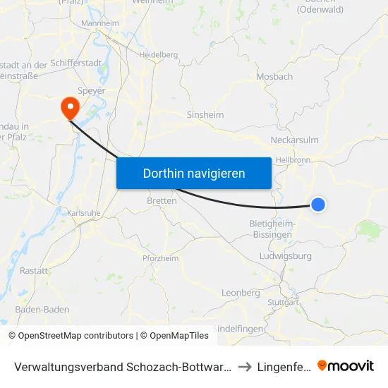 Verwaltungsverband Schozach-Bottwartal to Lingenfeld map