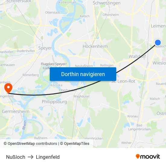 Nußloch to Lingenfeld map